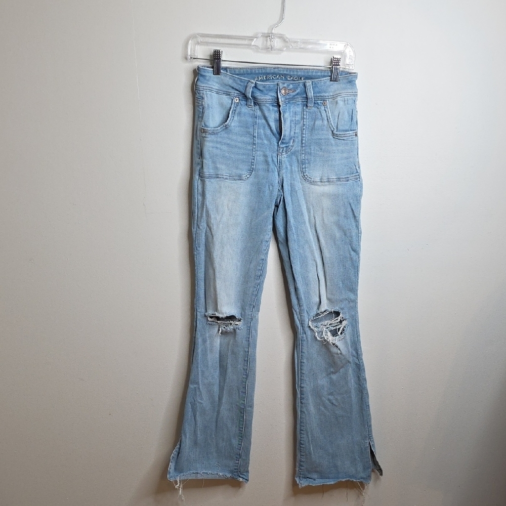 American Eagle Outfitters Light Blue  Kick Boot Flare Jeans Sz 4